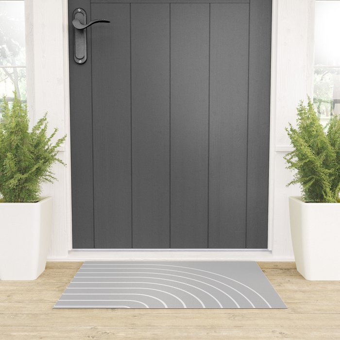 Minimal Arch XLVI Light Grey Modern Geometric Lines Welcome Mat Gallery Image 3