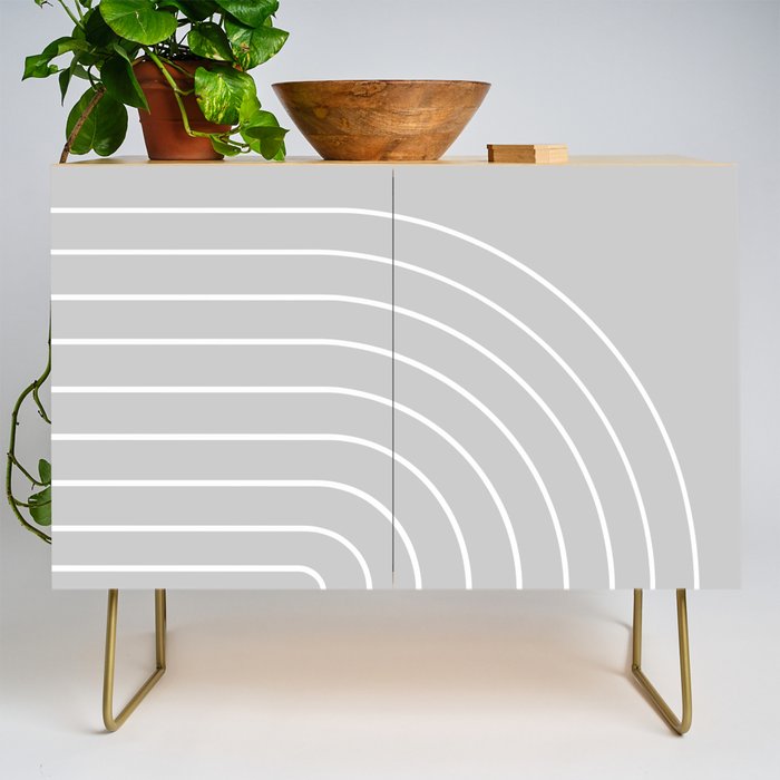 Minimal Arch XLVI Light Grey Modern Geometric Lines Credenza Gallery Image 1