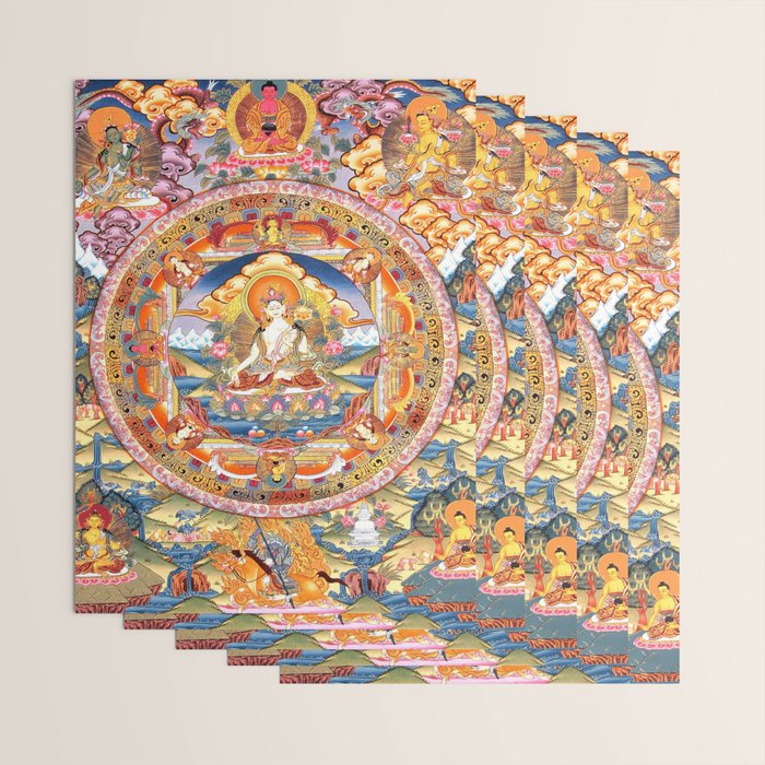 White Tara Mandala Buddhist Thangka Wrapping Paper Gallery Image 3
