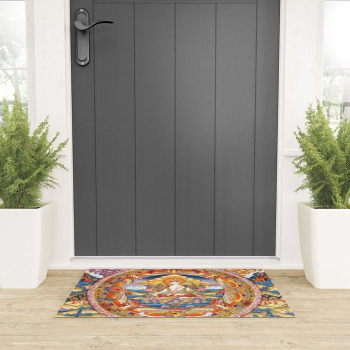 White Tara Mandala Buddhist Thangka Welcome Mat Gallery Image 3