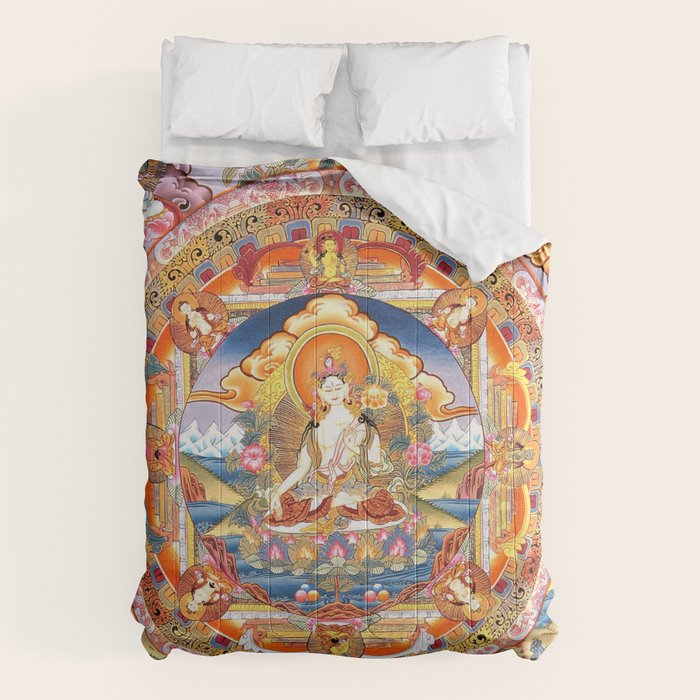White Tara Mandala Buddhist Thangka Comforter Gallery Image 6