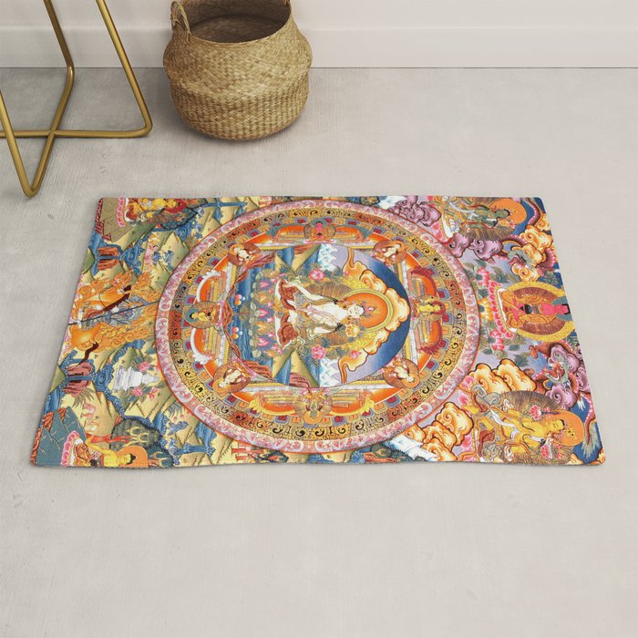 White Tara Mandala Buddhist Thangka Rug Gallery Image 1