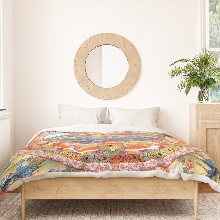 White Tara Mandala Buddhist Thangka Duvet Cover Gallery Image 3