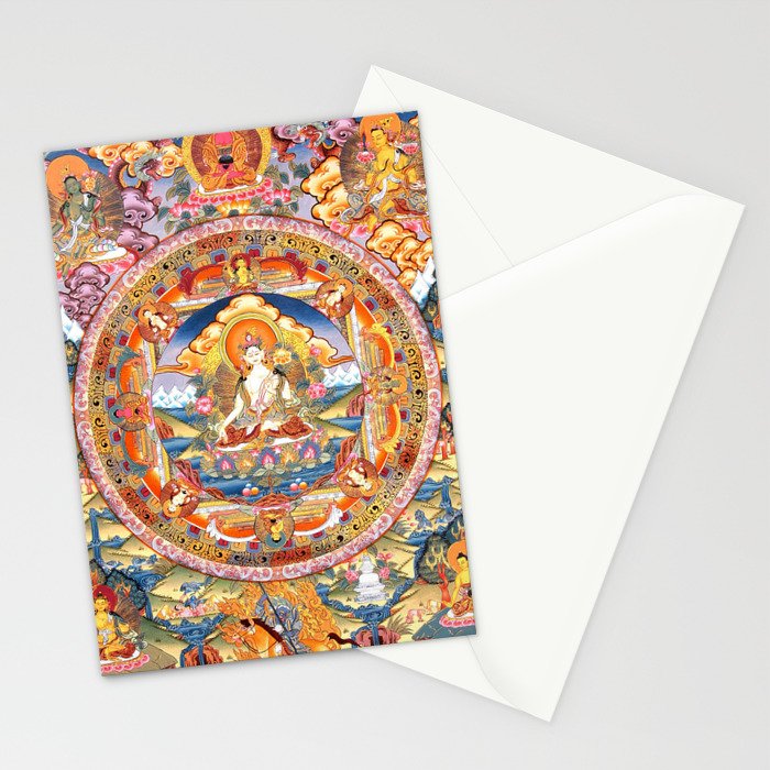 White Tara Mandala Buddhist Thangka Stationery Card Gallery Image 2