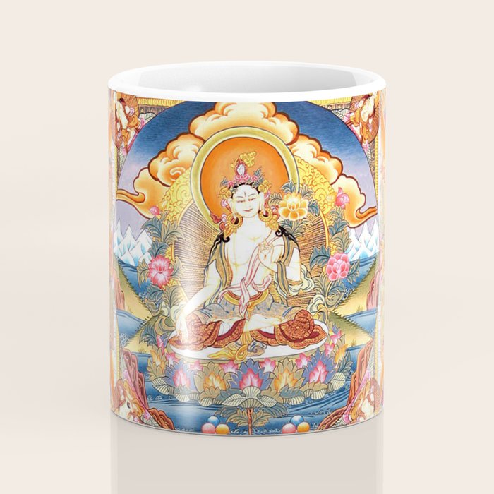 White Tara Mandala Buddhist Thangka Coffee Mug Gallery Image 4
