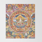 White Tara Mandala Buddhist Thangka Throw Blanket Gallery Image 2