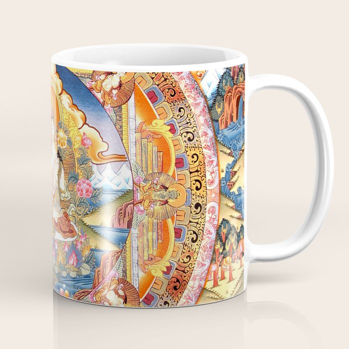 White Tara Mandala Buddhist Thangka Coffee Mug Gallery Image 1