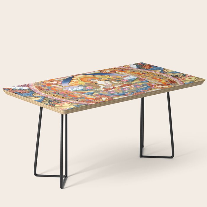 White Tara Mandala Buddhist Thangka Coffee Table Gallery Image 1
