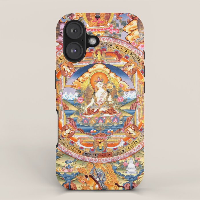White Tara Mandala Buddhist Thangka iPhone Case Gallery Image 1