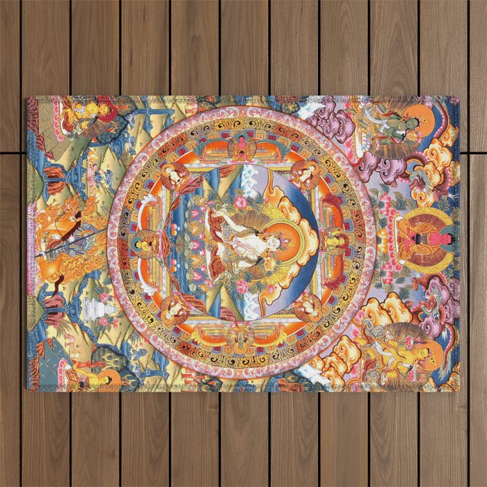 White Tara Mandala Buddhist Thangka Outdoor Rug Gallery Image 1