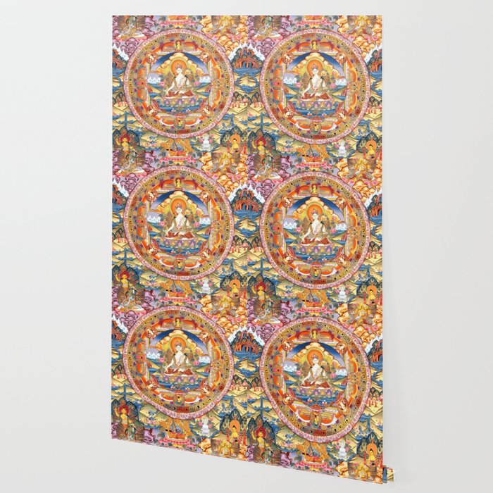 White Tara Mandala Buddhist Thangka Wallpaper Gallery Image 2
