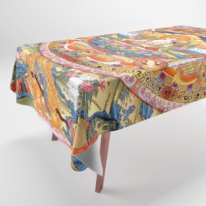 White Tara Mandala Buddhist Thangka Tablecloth Gallery Image 1