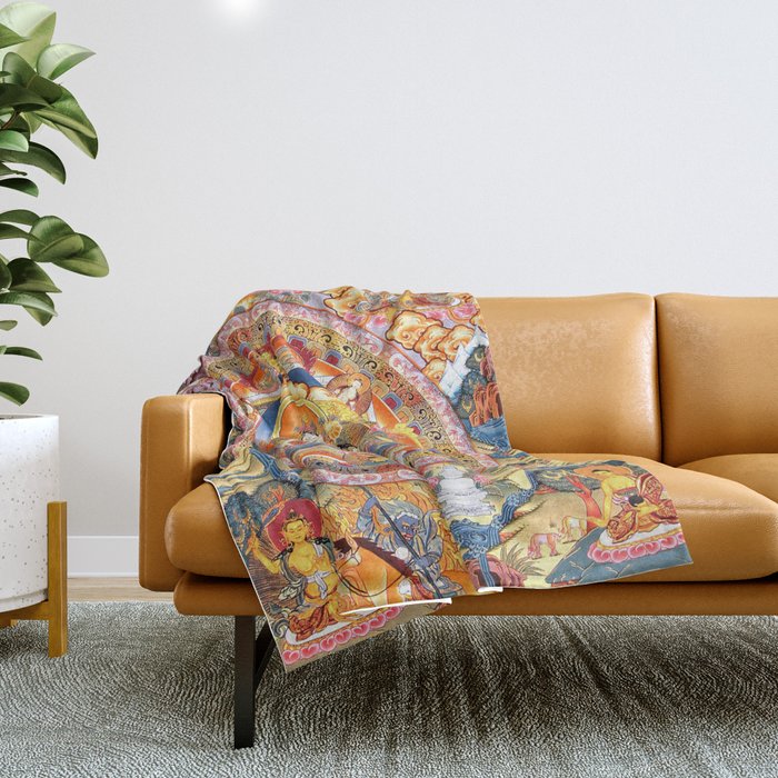 White Tara Mandala Buddhist Thangka Throw Blanket Gallery Image 1