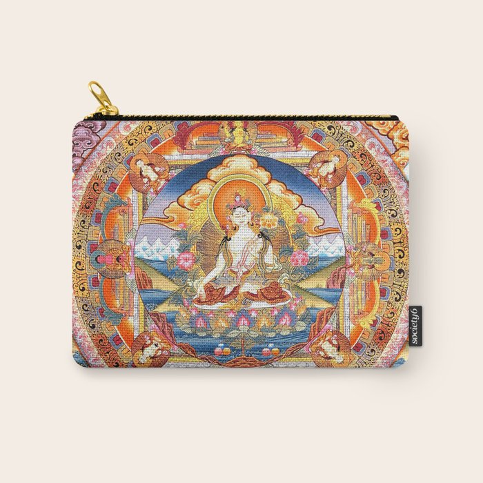 White Tara Mandala Buddhist Thangka Carry All Pouch Gallery Image 1