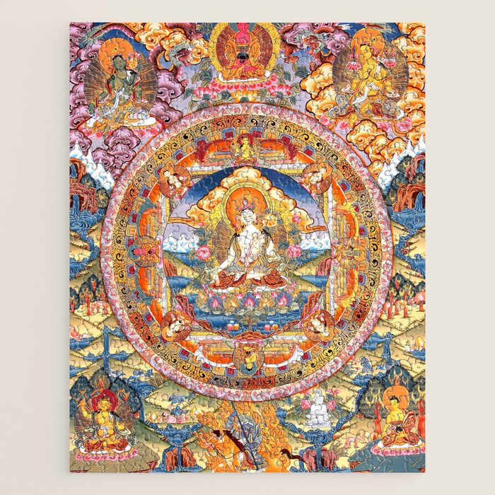 White Tara Mandala Buddhist Thangka Jigsaw Puzzle Gallery Image 1
