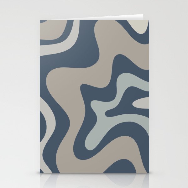 Liquid Swirl Abstract Pattern in Blue Gray Stationery Card Gallery Image 1