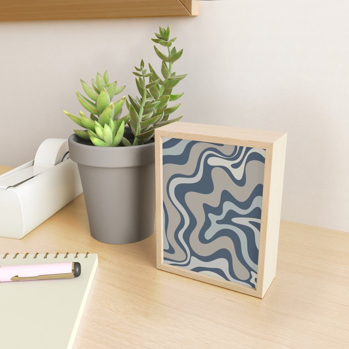 Liquid Swirl Abstract Pattern in Blue Gray Mini Art Print Gallery Image 2