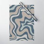 Liquid Swirl Abstract Pattern in Blue Gray Wrapping Paper Gallery Image 1