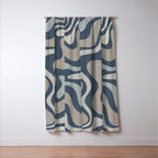 Liquid Swirl Abstract Pattern in Blue Gray Window Curtain Gallery Image 3