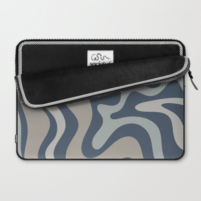 Liquid Swirl Abstract Pattern in Blue Gray Laptop Sleeve Gallery Image 2