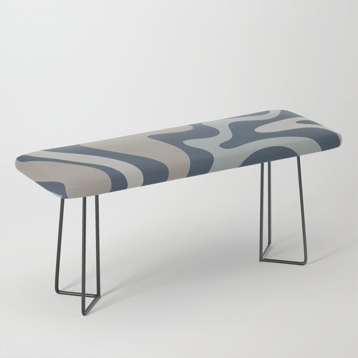 Liquid Swirl Abstract Pattern in Blue Gray Bench Gallery Image 1