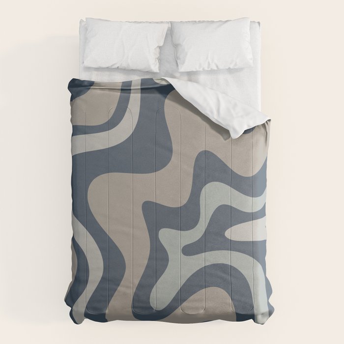Liquid Swirl Abstract Pattern in Blue Gray Comforter Gallery Image 6
