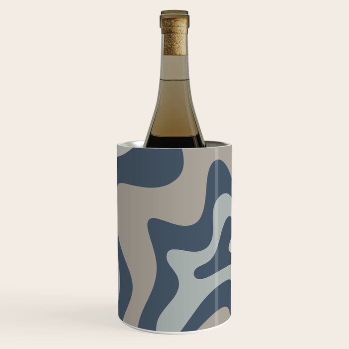 Liquid Swirl Abstract Pattern in Blue Gray Wine Chiller Gallery Image 1