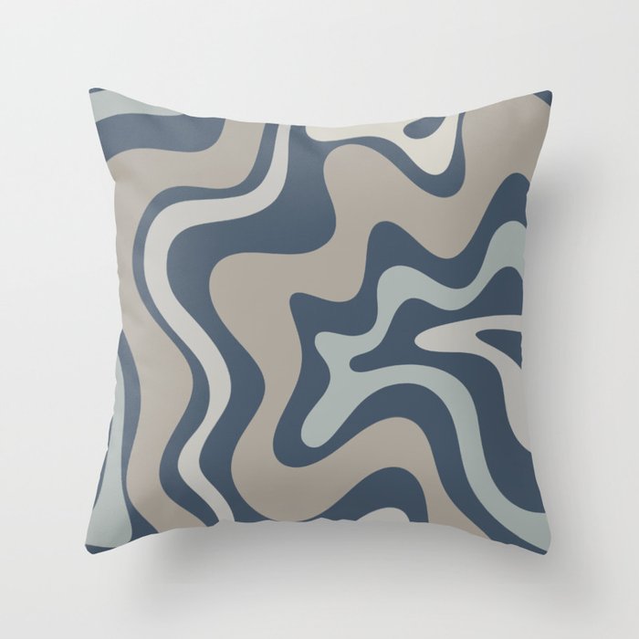 Liquid Swirl Abstract Pattern in Blue Gray Throw Pillow Gallery Image 1