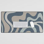 Liquid Swirl Abstract Pattern in Blue Gray Desk Mat Gallery Image 1