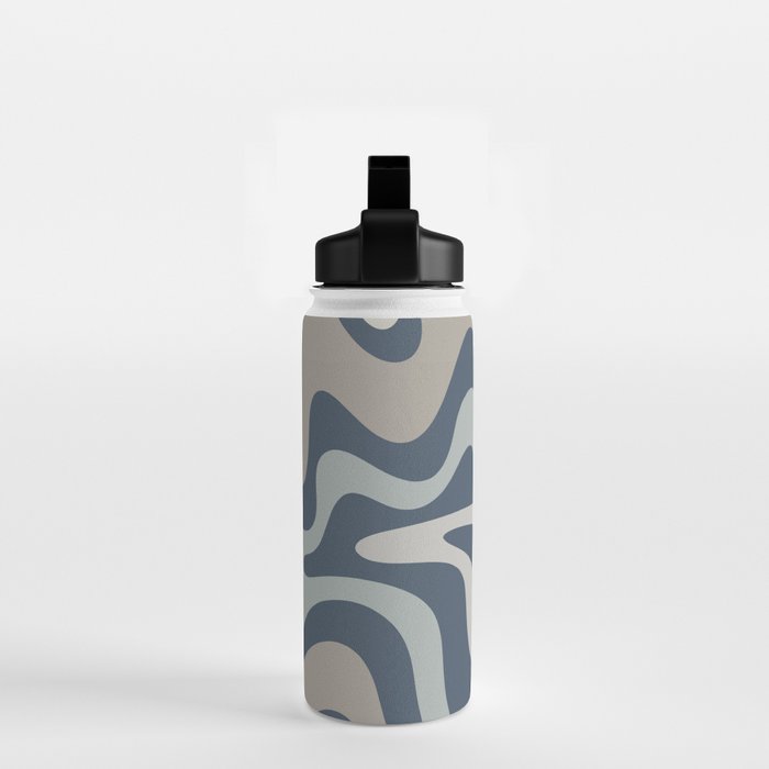 Liquid Swirl Abstract Pattern in Blue Gray Water Bottle Gallery Image 2