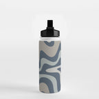 Liquid Swirl Abstract Pattern in Blue Gray Water Bottle Gallery Image 2