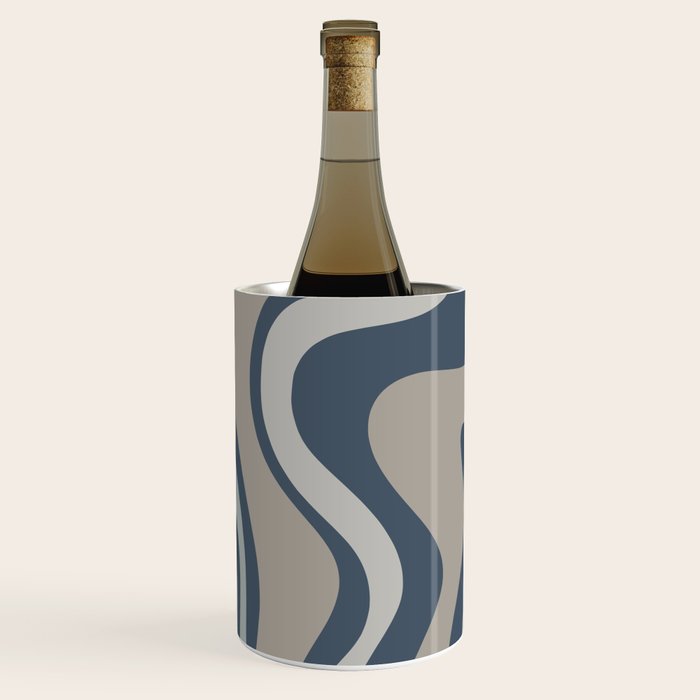 Liquid Swirl Abstract Pattern in Blue Gray Wine Chiller Gallery Image 2