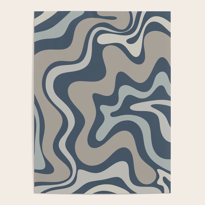 Liquid Swirl Abstract Pattern in Blue Gray Poster Gallery Image 4