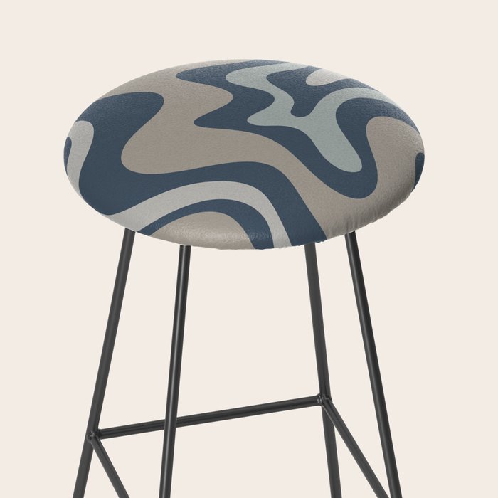 Liquid Swirl Abstract Pattern in Blue Gray Stool Gallery Image 2