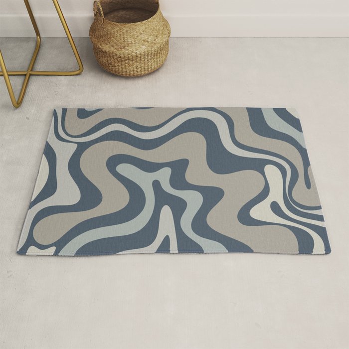 Liquid Swirl Abstract Pattern in Blue Gray Rug Gallery Image 1