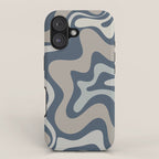 Liquid Swirl Abstract Pattern in Blue Gray iPhone Case Gallery Image 1