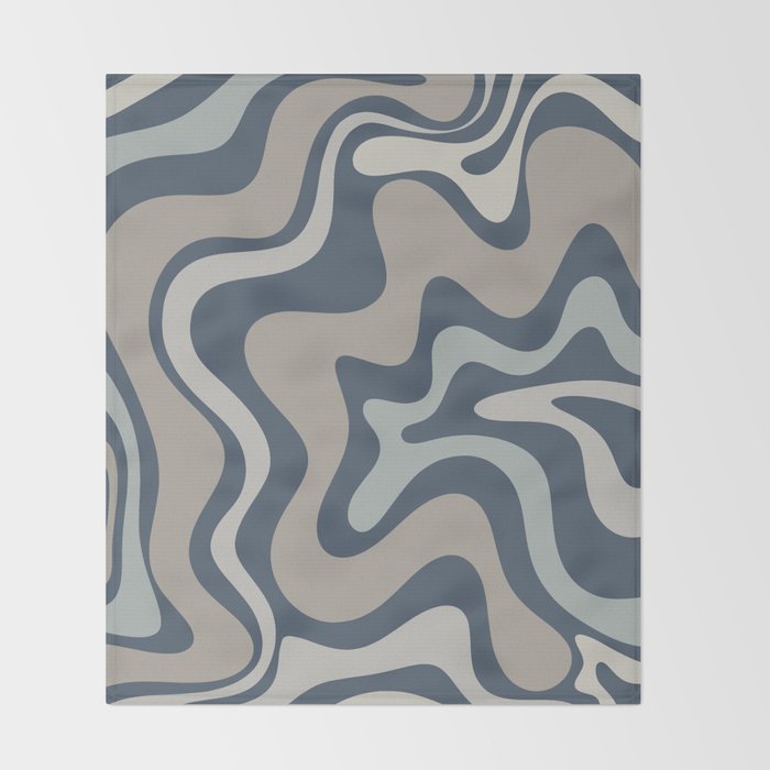 Liquid Swirl Abstract Pattern in Blue Gray Throw Blanket Gallery Image 2
