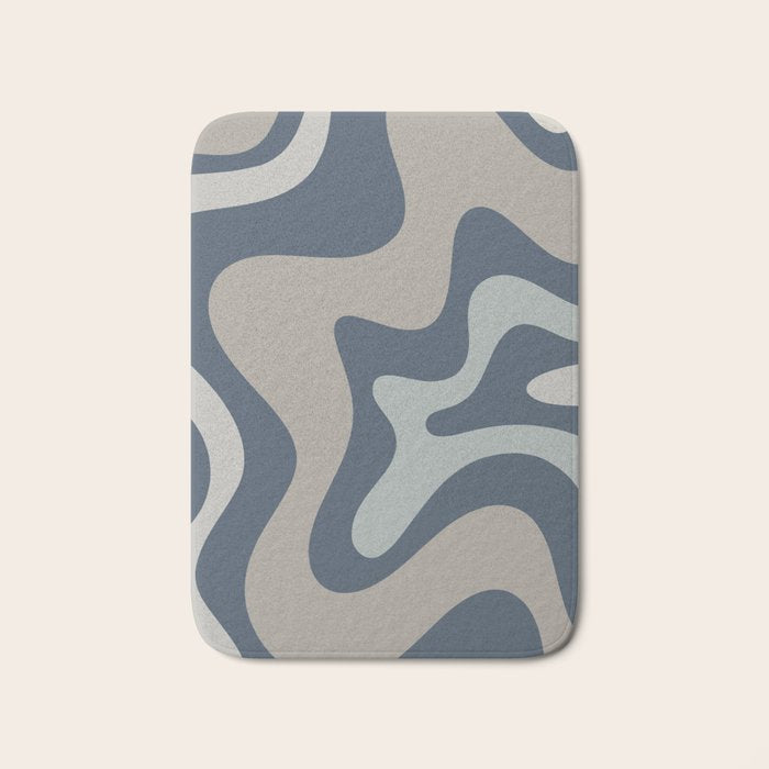 Liquid Swirl Abstract Pattern in Blue Gray Bath Mat Gallery Image 1
