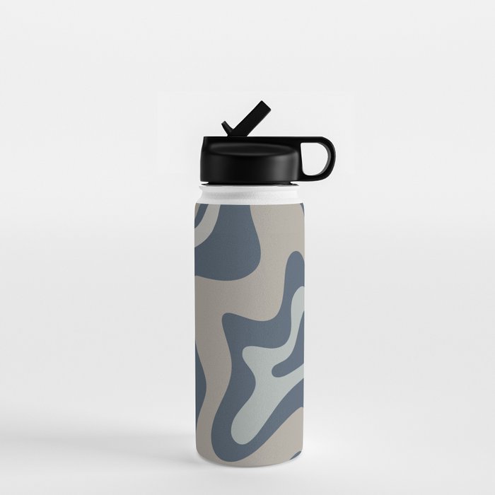 Liquid Swirl Abstract Pattern in Blue Gray Water Bottle Gallery Image 1