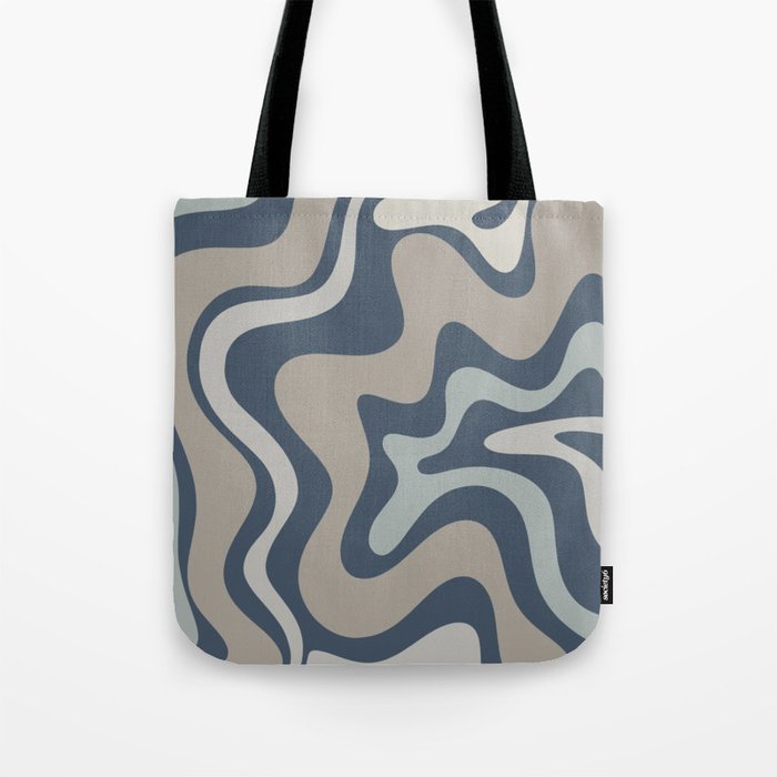 Liquid Swirl Abstract Pattern in Blue Gray Tote Bag Gallery Image 1