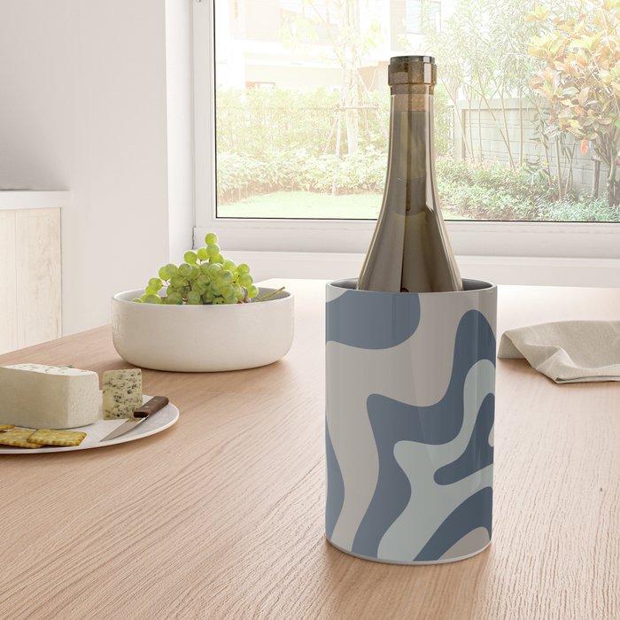 Liquid Swirl Abstract Pattern in Blue Gray Wine Chiller Gallery Image 4