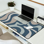 Liquid Swirl Abstract Pattern in Blue Gray Desk Mat Gallery Image 2