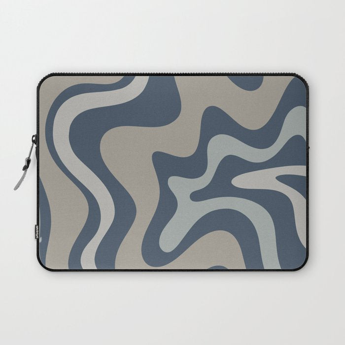 Liquid Swirl Abstract Pattern in Blue Gray Laptop Sleeve Gallery Image 1