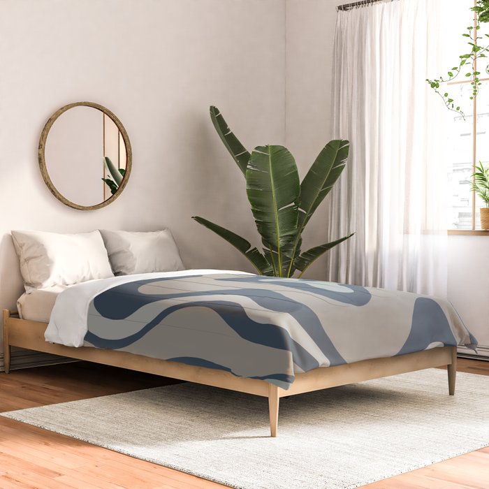 Liquid Swirl Abstract Pattern in Blue Gray Comforter Gallery Image 2