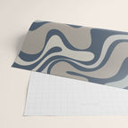 Liquid Swirl Abstract Pattern in Blue Gray Wrapping Paper Gallery Image 2