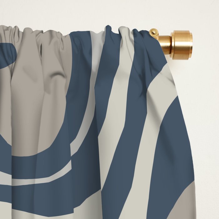 Liquid Swirl Abstract Pattern in Blue Gray Window Curtain Gallery Image 2