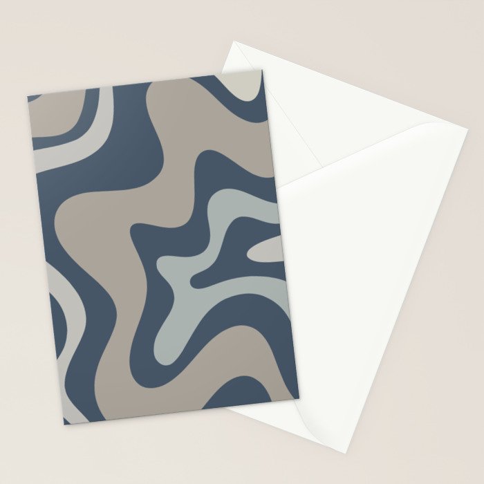 Liquid Swirl Abstract Pattern in Blue Gray Stationery Card Gallery Image 2