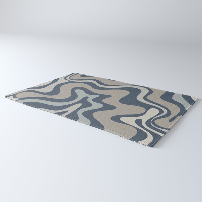 Liquid Swirl Abstract Pattern in Blue Gray Rug Gallery Image 3