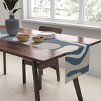 Liquid Swirl Abstract Pattern in Blue Gray Table Runner Gallery Image 2