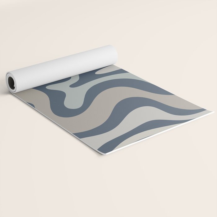 Liquid Swirl Abstract Pattern in Blue Gray Yoga Mat Gallery Image 2
